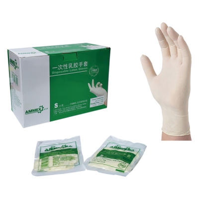 AMMEX爱马斯 一次性灭菌乳胶手套(灭菌 带翻边) TLFCSIP44100 M号 1盒(2只包×100包) CC-4458-12 TLFCSIP44100