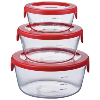 HARIO 耐热玻璃制保存容器 SYTN-2518-R 1盒(3个) 3-9275-01 SYTN-2518-R