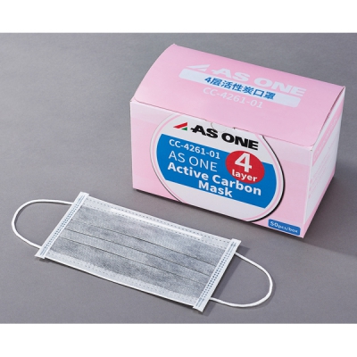 日本亚速旺 ASONE 经济型活性炭口罩(耳挂式) 50只盒（可整箱发货40盒箱） CC-4261-01