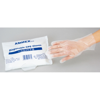 AMMEX爱马斯 一次性CPE薄膜手套 DCPE100C 100只袋 CC-4265-01 DCPE100C