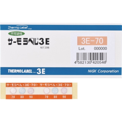 日油技研 NICHIGI 3E-60-温度标签3点显示室外对应型不可逆性60度（1箱20张装）