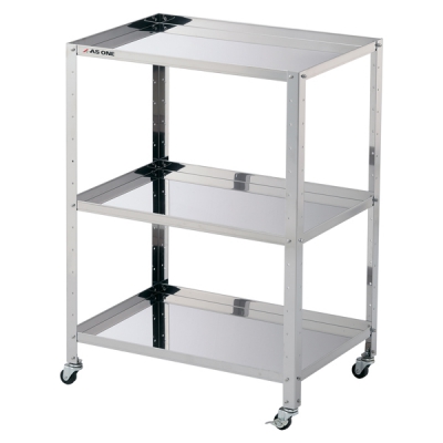 日本亚速旺 ASONE 三层不锈钢推车 带外框超大3层 1台 3-1556-04 枠付きラージ3段